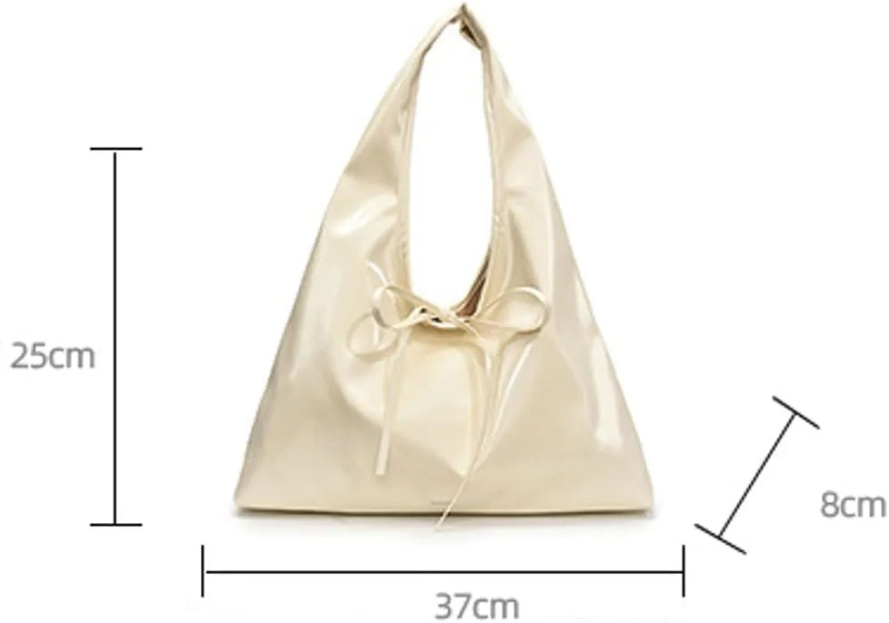 Beautiful Bow Tie Underarm Bag PU Leather Large Capacity Work Bag for Women Outdoor Travel Handbag Trendy 2025