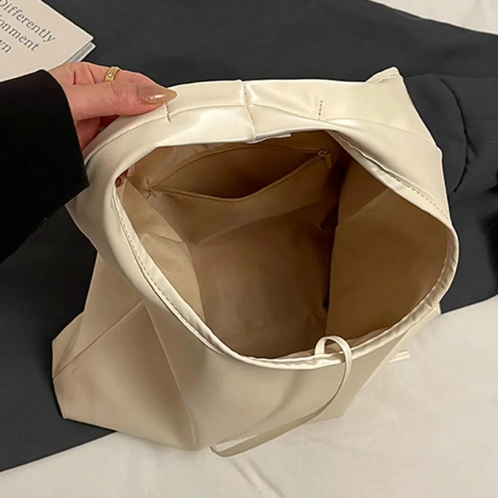 Beautiful Bow Tie Underarm Bag PU Leather Large Capacity Work Bag for Women Outdoor Travel Handbag Trendy 2025