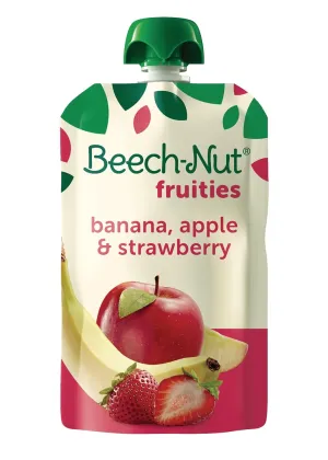 Beech-Nut Baby Food Pouches, Banana Apple Strawberry Fruit Puree Baby & Toddler Food, 3.5 oz (12 Pack)