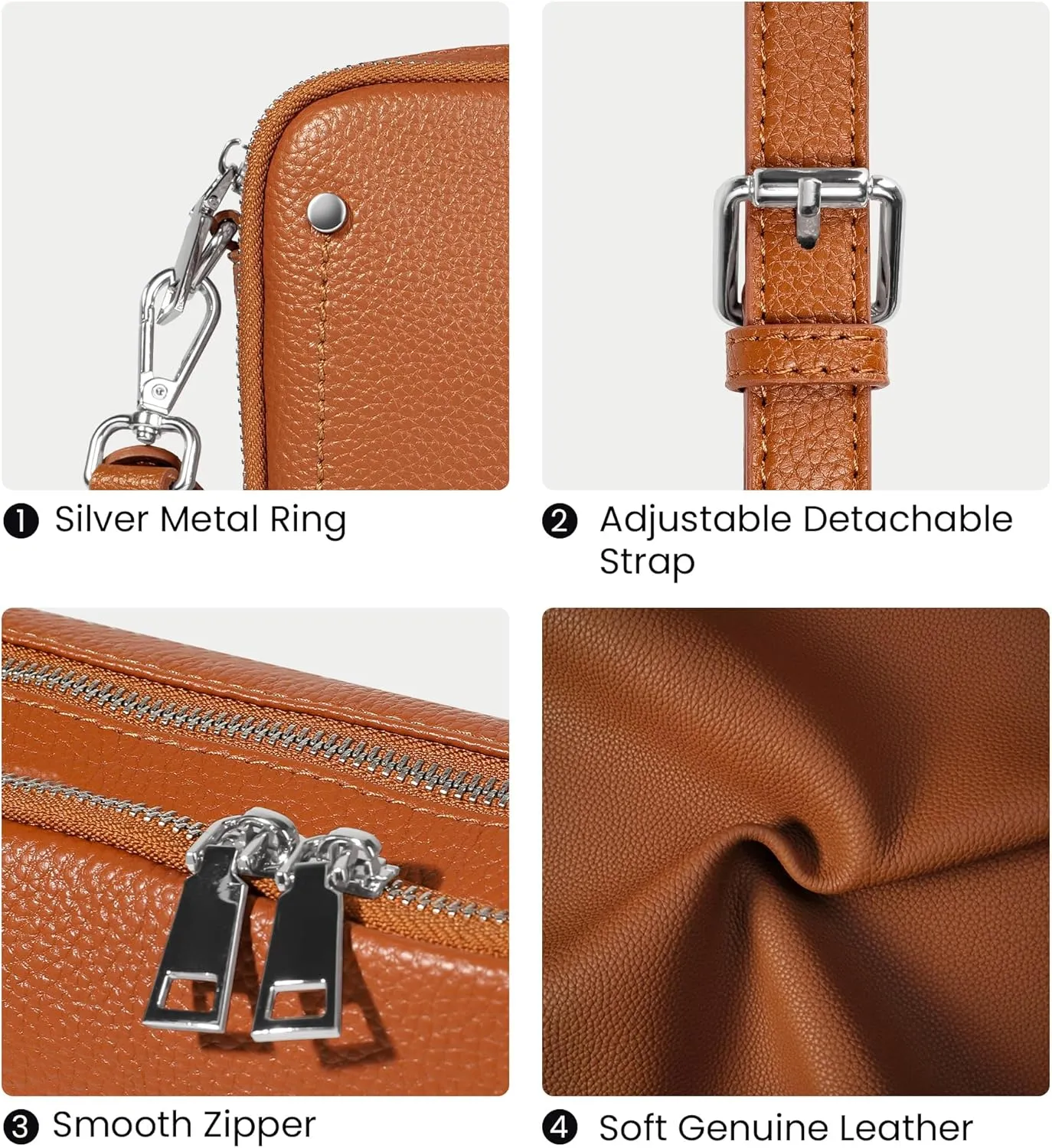 befen Genuine Leather Crossbody Bags for Women, Purses with Built in RFID Wallet Woman Camera Shoulder Bag Handbags