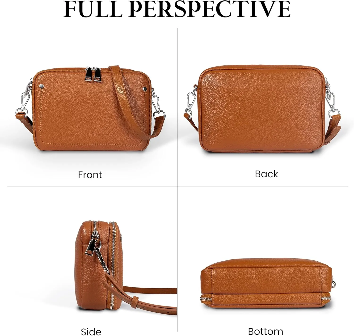 befen Genuine Leather Crossbody Bags for Women, Purses with Built in RFID Wallet Woman Camera Shoulder Bag Handbags
