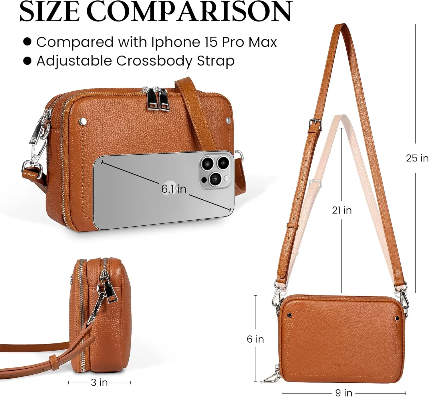 befen Genuine Leather Crossbody Bags for Women, Purses with Built in RFID Wallet Woman Camera Shoulder Bag Handbags
