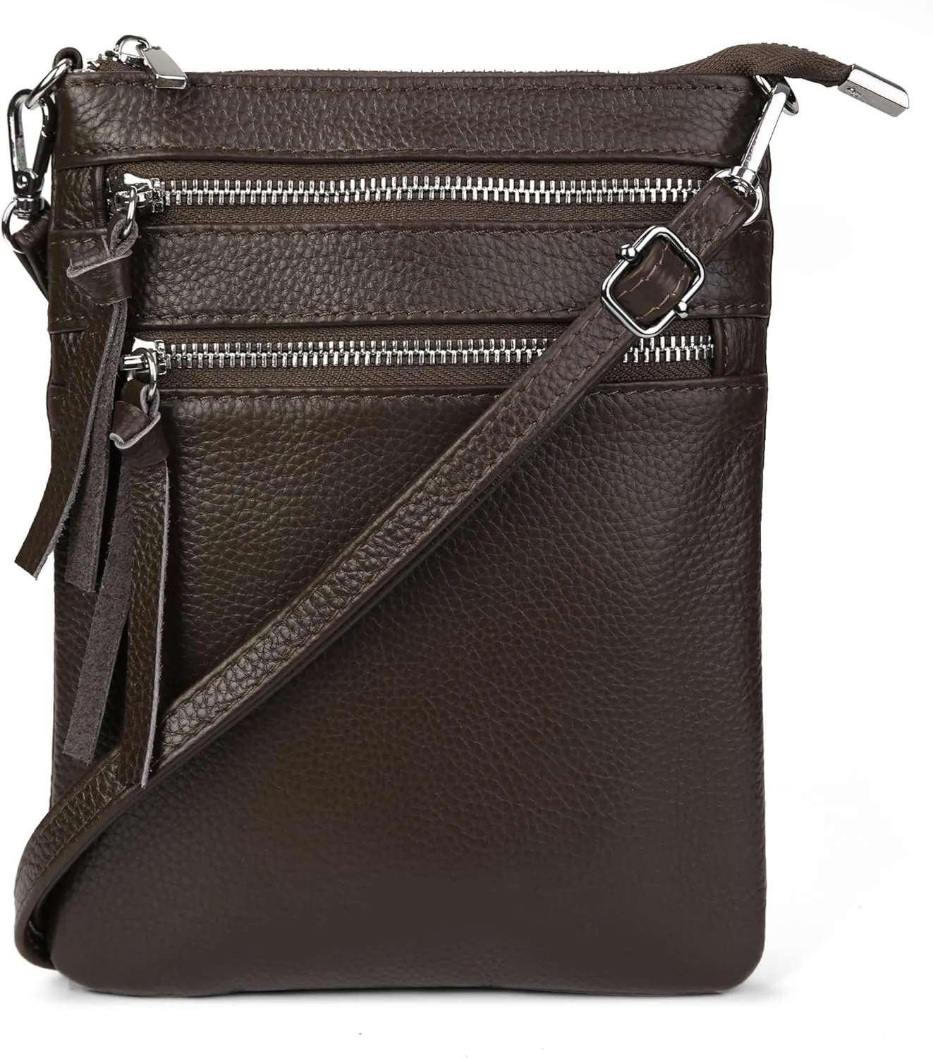 befen Small Genuine Leather Crossbody Purses for Women Trendy Travel Shoulder Handbags with Multiple Zipper Pockets