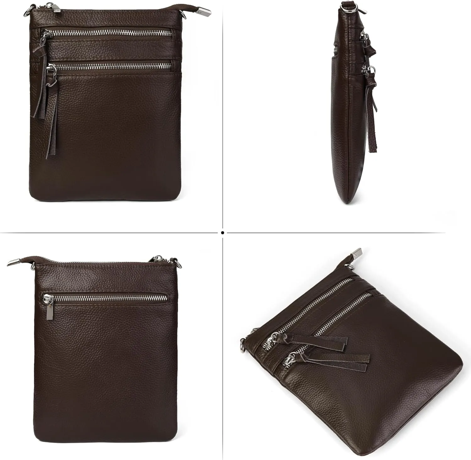 befen Small Genuine Leather Crossbody Purses for Women Trendy Travel Shoulder Handbags with Multiple Zipper Pockets