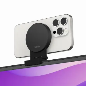 Belkin iPhone Mount with MagSafe for Apple TV 4K - MacBook Continuity Support w/tvOS - Turn iPhone to Webcam, Compatible with MacBook Pro, Air, iPhone 15, 14, 13 & More - Gray