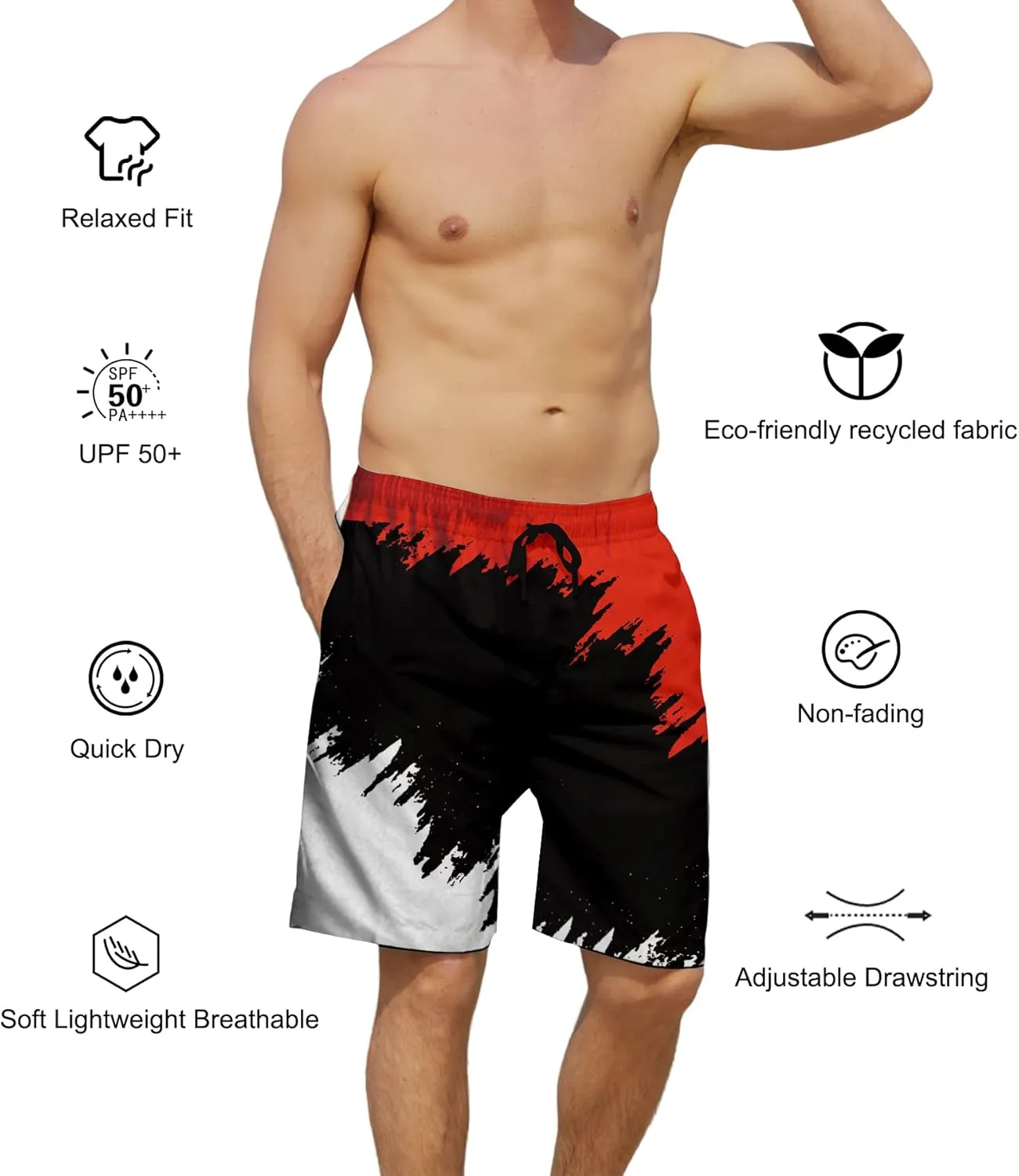 Belovecol Mens Swim Trunks Summer Cool Quick Dry Board Shorts Bathing Suit with Side Pockets Mesh Lining S-3XL