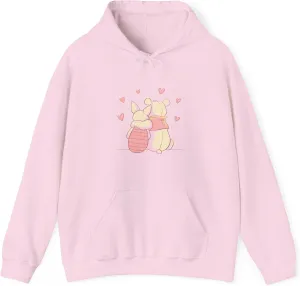 Best Buddies, Teddy Bear Valentine's Dropped Shoulder Hoodie Sweatshirt
