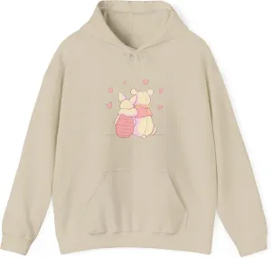 Best Buddies, Teddy Bear Valentine's Dropped Shoulder Hoodie Sweatshirt
