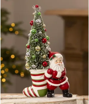 Bethany Lowe Retro Santa Pulling Stocking 11.75" TL3367