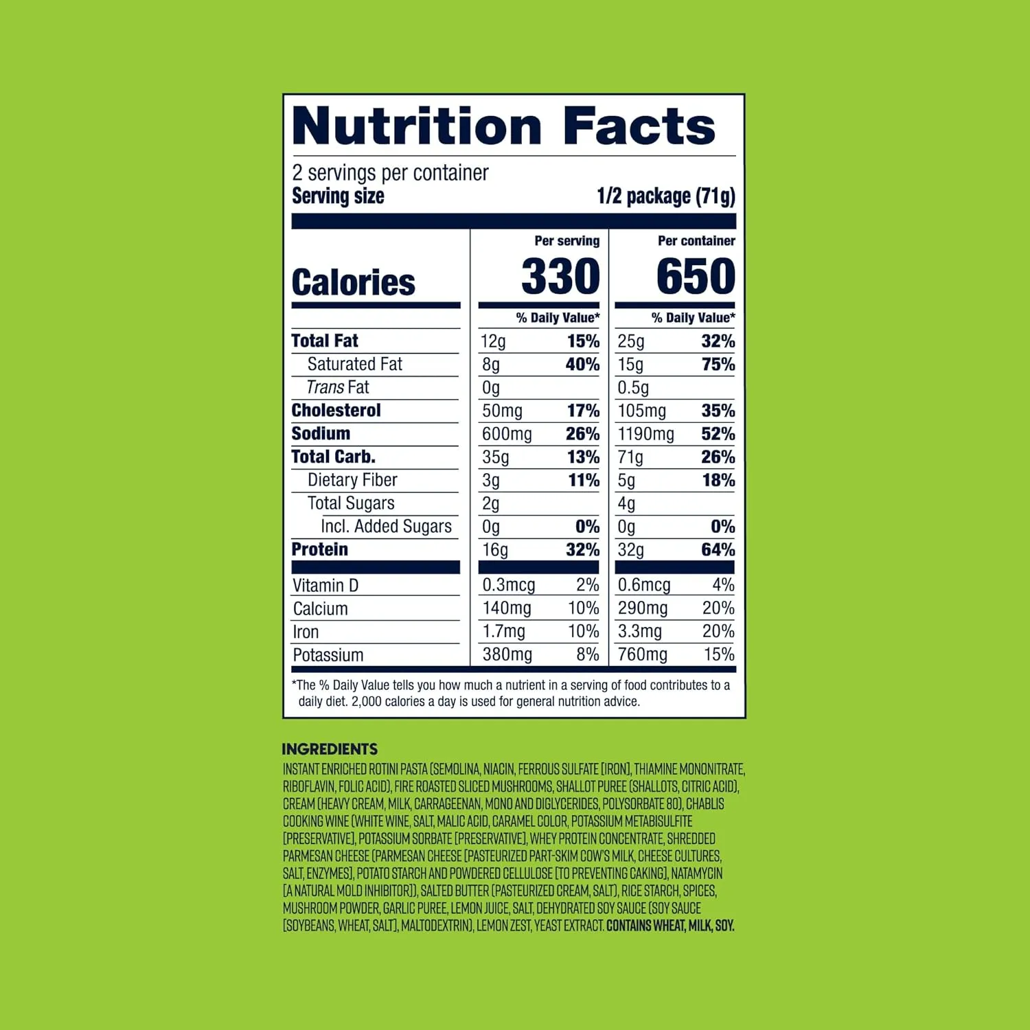 BIGHORN Mountain Food Vegetarian Creamy Mushroom Pasta - contains 4 packs | 8 servings | 128g Protein | 2,600 Calories - premium freeze dried meals for backpacking food - vegetarian backpacking meals - ideal camping meals just add water - great taste