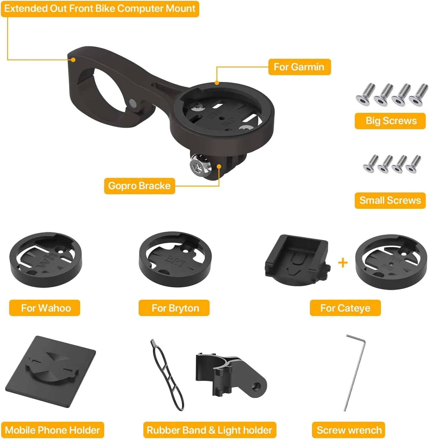 Bike Computer Mount For Aero Bars, Aero Bar Bike Computer Mount For Garmin Edge,Aero Bar Computer Mount Compatible For Garmin GPS Computer,For Wahoo,For Bryton,For Cateye,GoPro Full Range & Flashlight