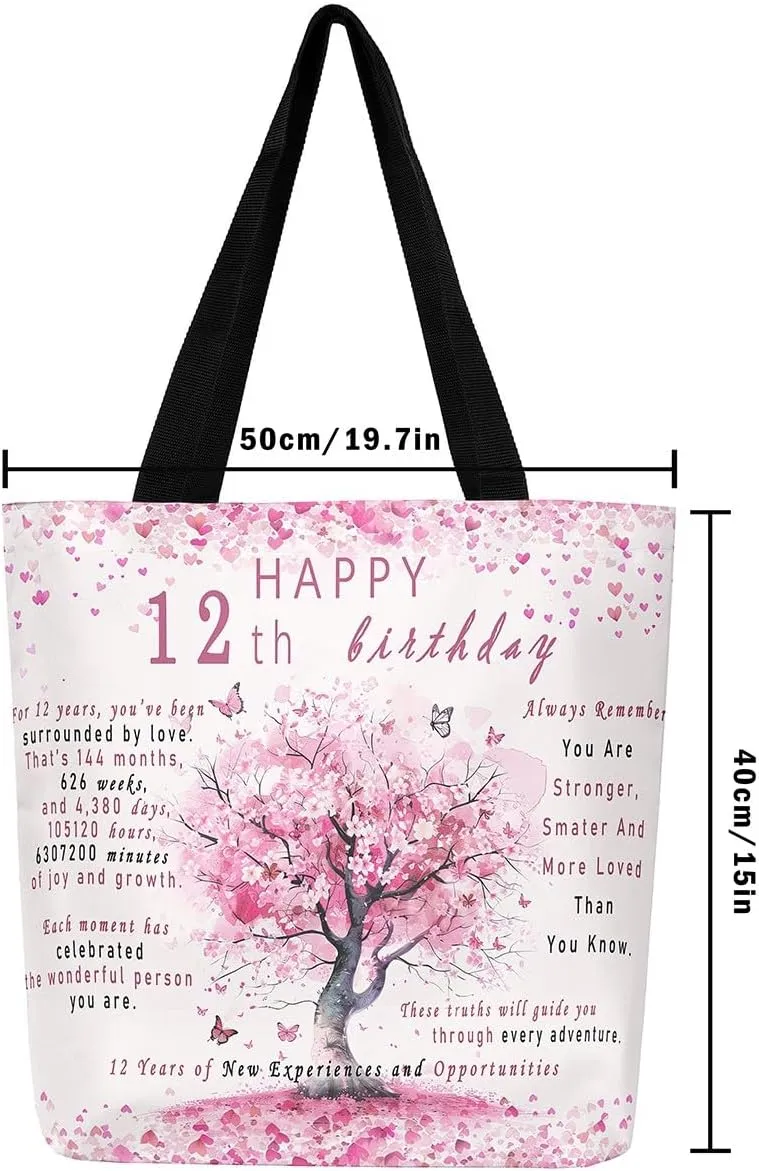 Birthday Gifts for Women Canvas Bag, Sweet 16 Gifts for Women Canvas Tote Bag Happy Birthday Decorations