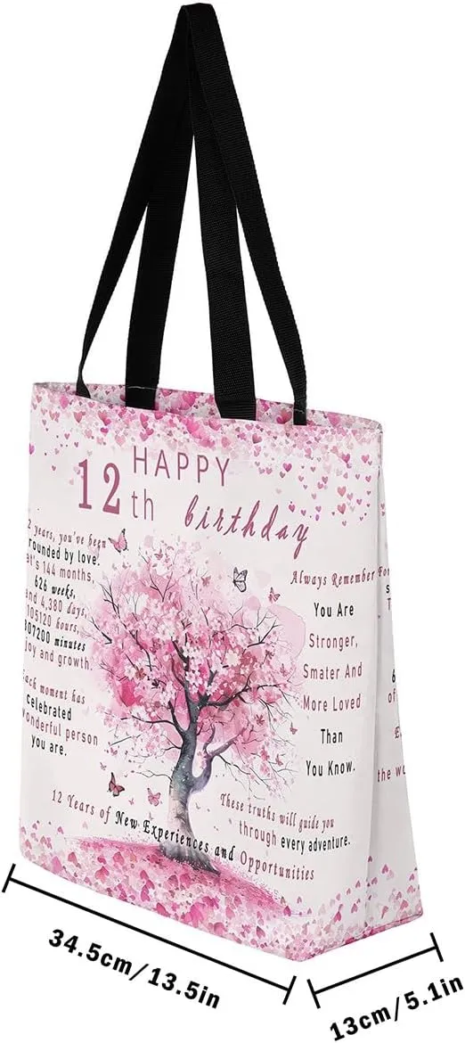 Birthday Gifts for Women Canvas Bag, Sweet 16 Gifts for Women Canvas Tote Bag Happy Birthday Decorations