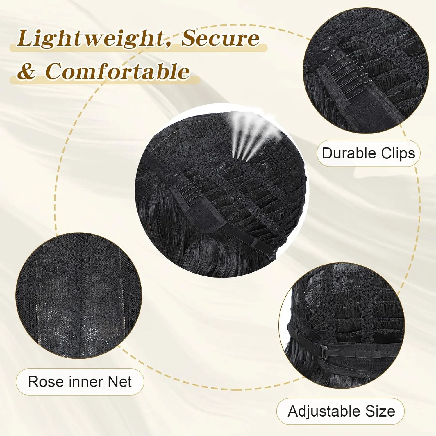 Black Wigs With Bangs Short Wavy Wig for Women 14 Inch Black Curly Shoulder Length Bob Wigs Synthetic fiber Hair for Daily Party Use