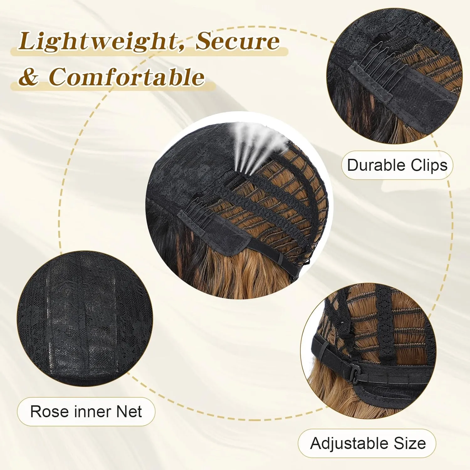 Black Wigs With Bangs Short Wavy Wig for Women 14 Inch Black to Brown Curly Shoulder Length Bob Wigs Synthetic fiber Hair for Daily Party Use