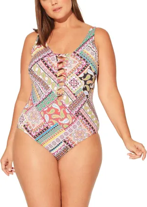 Bleu Rod Beattie Plus Size Just Cool Lace Down Off-The-Shoulder Mio