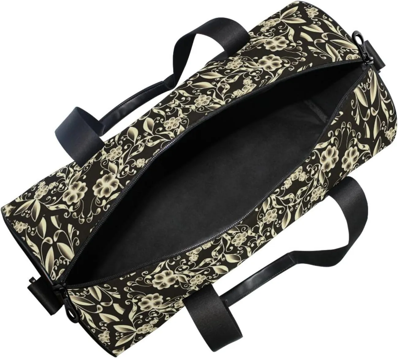 Blond Gold Floral Mandala Portable Gym Bag, Travel Bag, Luggage bag, Sports Bag, Toiletry Bag with Handles, Detachable Shoulder Strap 17.6 x 9 x 9 inch