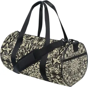 Blond Gold Floral Mandala Portable Gym Bag, Travel Bag, Luggage bag, Sports Bag, Toiletry Bag with Handles, Detachable Shoulder Strap 17.6 x 9 x 9 inch