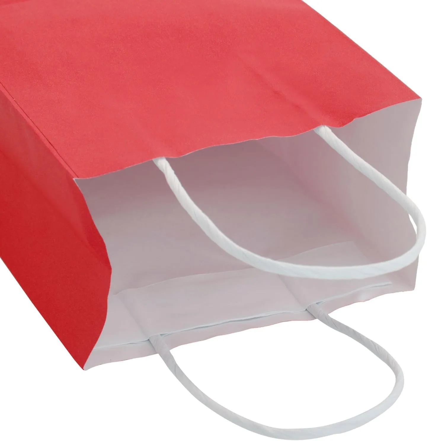BLUE PANDA 25-Pack Red Gift Bags with Handles - Small Paper Treat Bags for Birthday, Wedding, Retail (5.3x3.2x9 In)