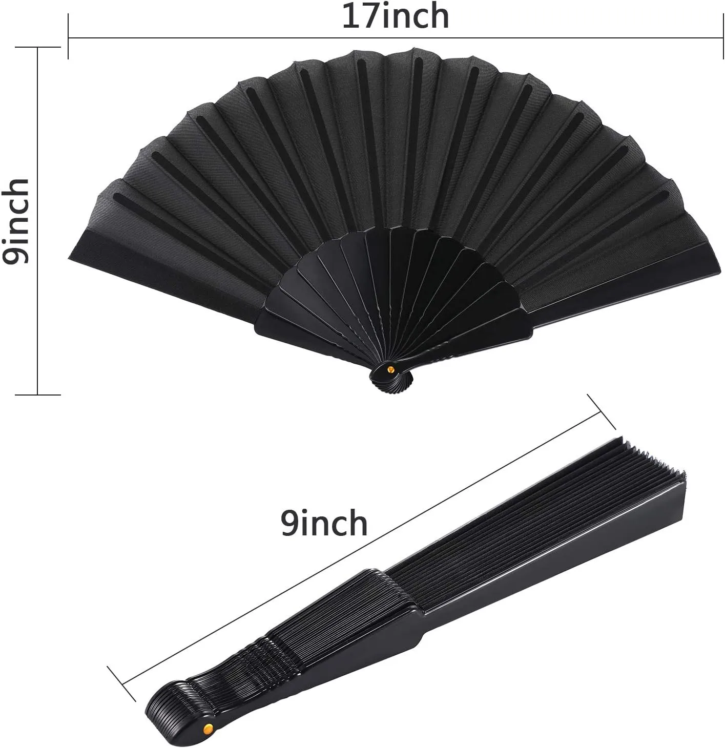 Blulu 4 Pieces Handheld Folding Fan Small Chinese Hand Fans in Oriental Cloth Fabric for Dancing, Party, Wedding Gifts, Craft DIY, Home Decorations(Black)