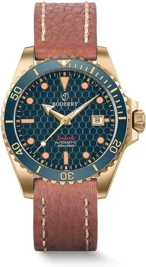 BODERRY Original Japanese Automatic Dive Watches for Men,Bronze Case with Sapphire Crystal -100M Waterproof Mens Mechanical Wrist Watches with Rotating Bezel & Screw Down Crown…