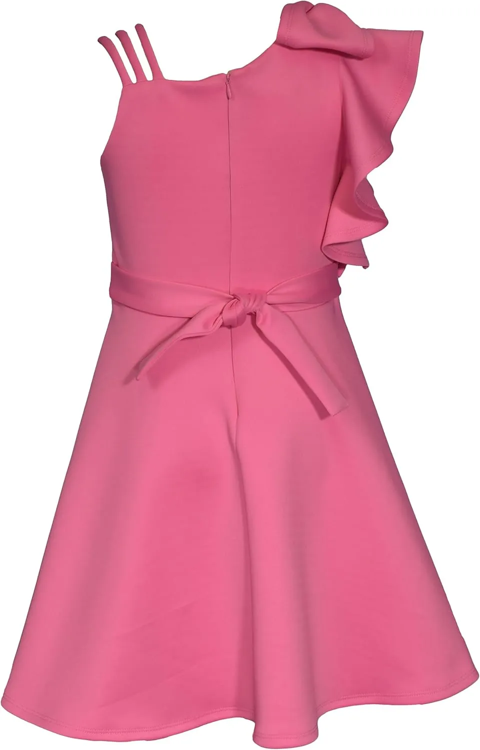Bonnie Jean Girl Tween Girls Ruffle Dress - Sleeveless, One Shoulder Scuba Skater Dress - Elegant Formal Girls Attire