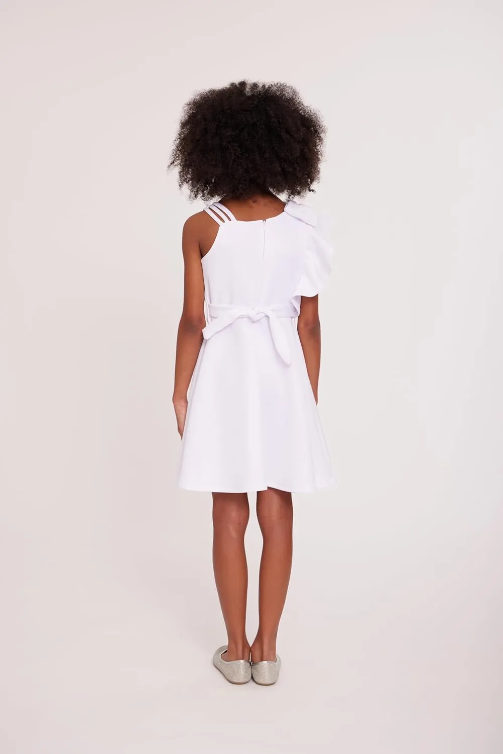 Bonnie Jean Girl Tween Girls Ruffle Dress - Sleeveless, One Shoulder Scuba Skater Dress - Elegant Formal Girls Attire