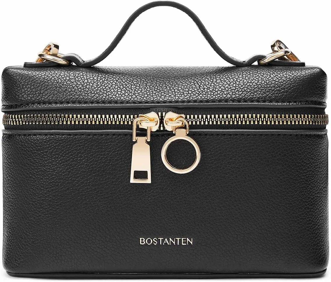 BOSTANTEN Vegan Leather Satchel Bag Quilted Crossbody Purses for Women Small Tote Shoulder Handbags with Detachable Strap
