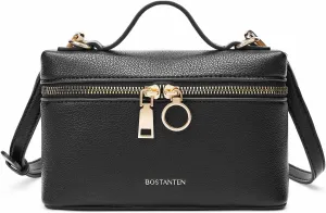 BOSTANTEN Vegan Leather Satchel Bag Quilted Crossbody Purses for Women Small Tote Shoulder Handbags with Detachable Strap