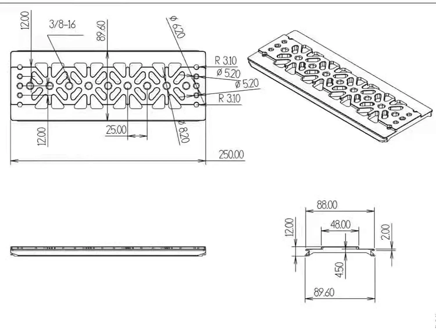 Bottom Mounting Plate for ARRI Alexa 35 Camera to Steadicam M2 Ronin2 Trinity Stabilizer with 3/8"-16 Thread
