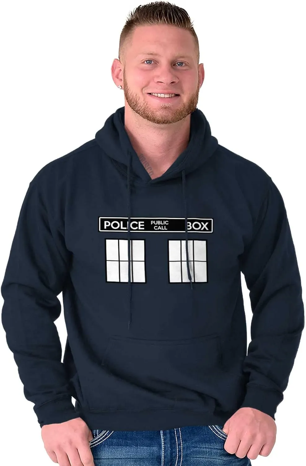 Brisco Brands Police Box Doc Cyber Men Time Travel Hoodie Sweatshirt Women Men