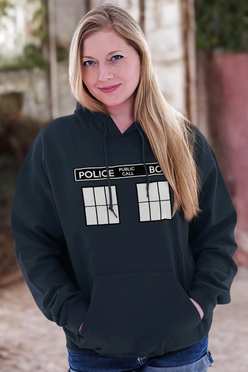Brisco Brands Police Box Doc Cyber Men Time Travel Hoodie Sweatshirt Women Men