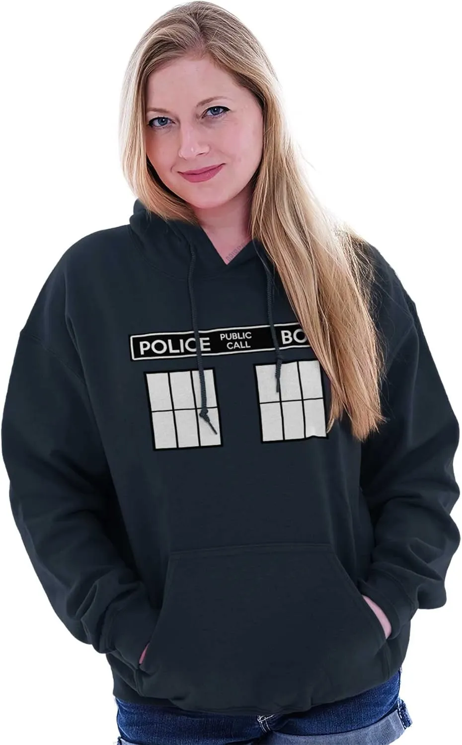 Brisco Brands Police Box Doc Cyber Men Time Travel Hoodie Sweatshirt Women Men