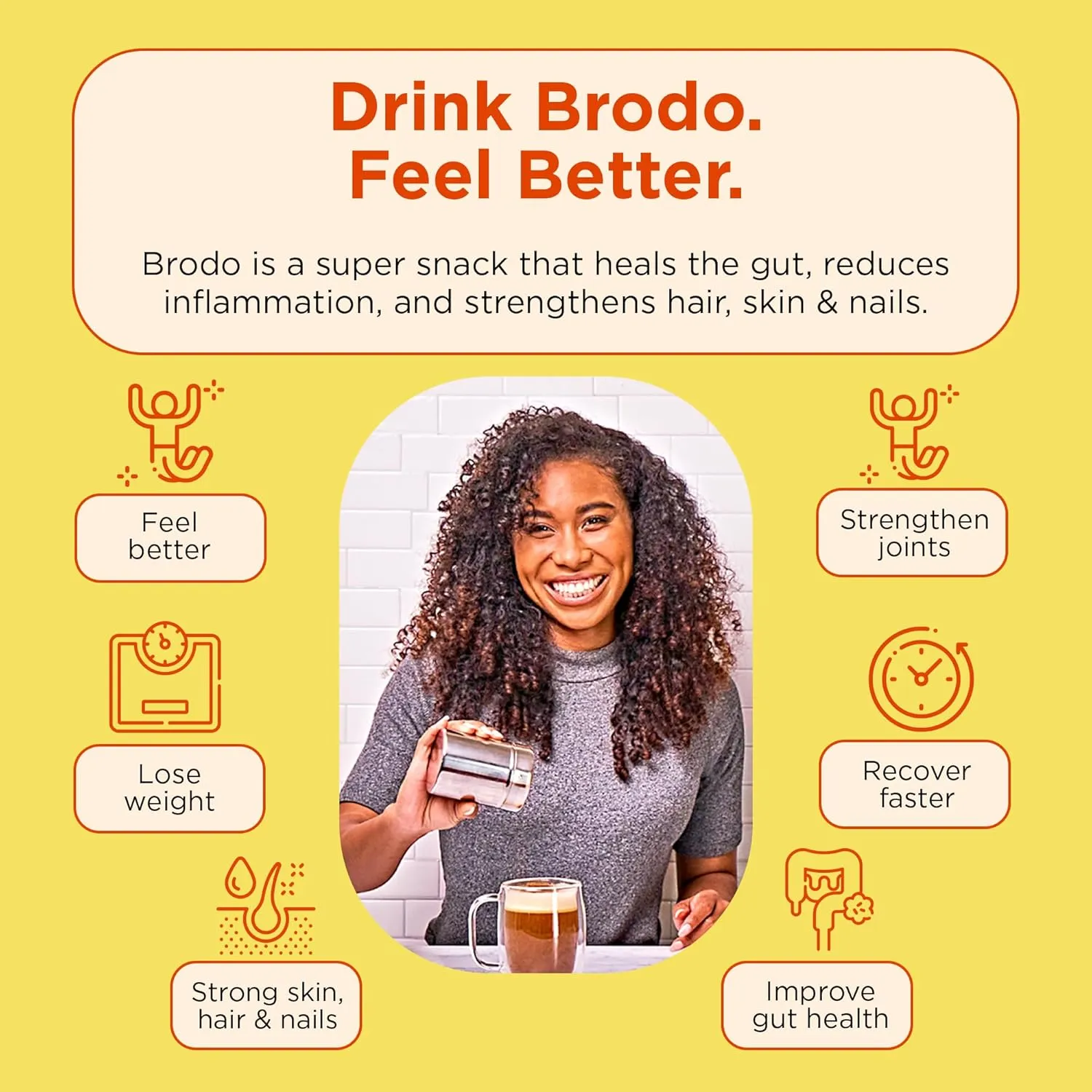 Brodo Deeply Rooted Organic Chicken Broth with Turmeric & Ginger, Nutrient-Rich Chicken Bone Broth Organic, High in Protein and Collagen for Wellness and Cooking, (6x 8.3 oz. Pouches)