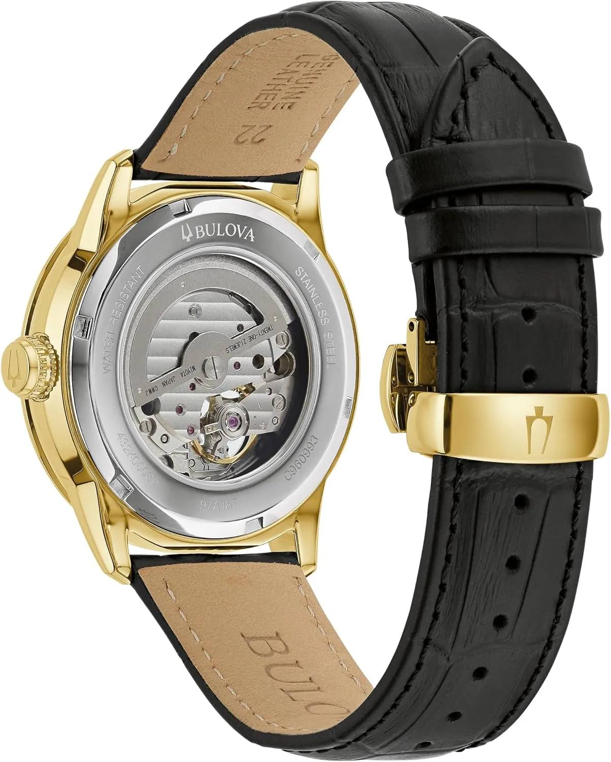 Bulova Men's Classic Sutton 4-Hand Automatic Watch, 24-Hour Sub Dial, Open Aperture, Self-Winding, Exhibition Caseback, Double Curved Mineral Crystal, Luminous Hands, 42mm