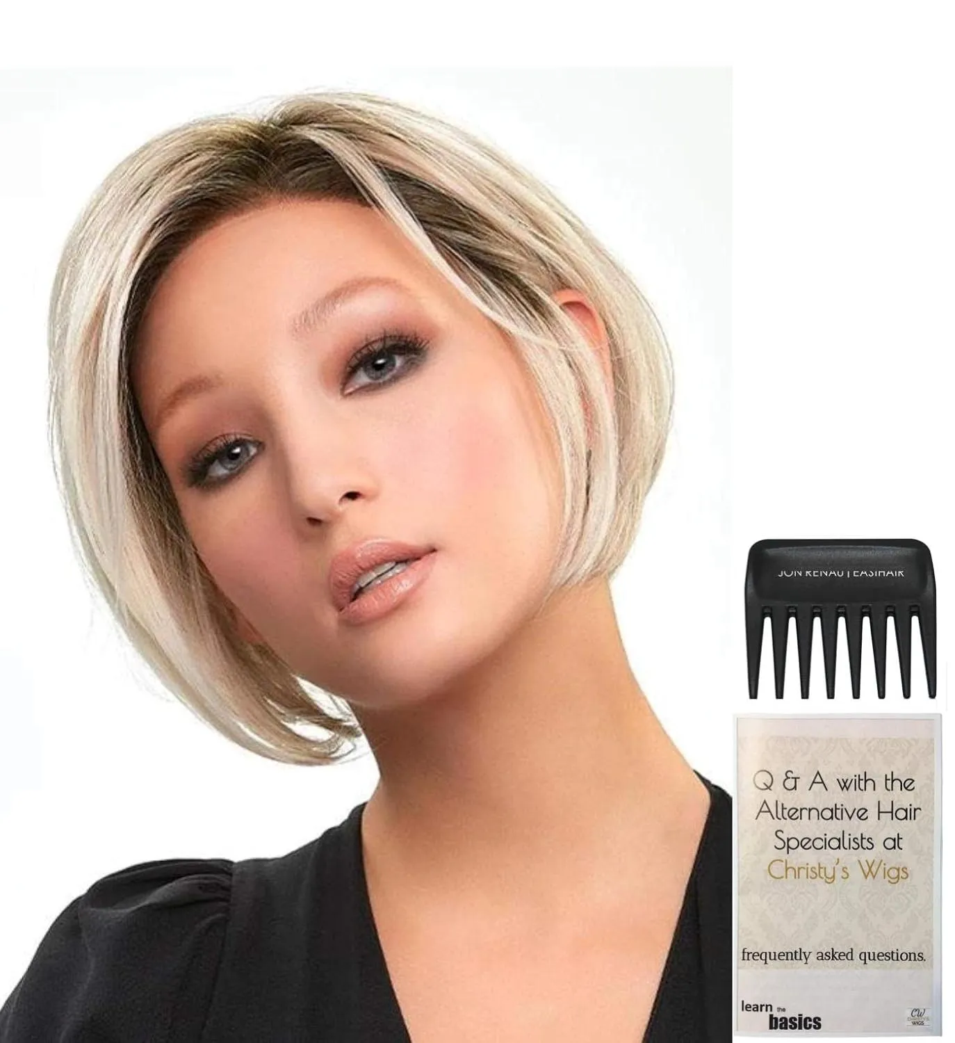Bundle - 3 item: Ignite Petite Wig by Jon Renau, Christy's Wigs Q & A Booklet & Wide Tooth Comb - Color: 10/26TT