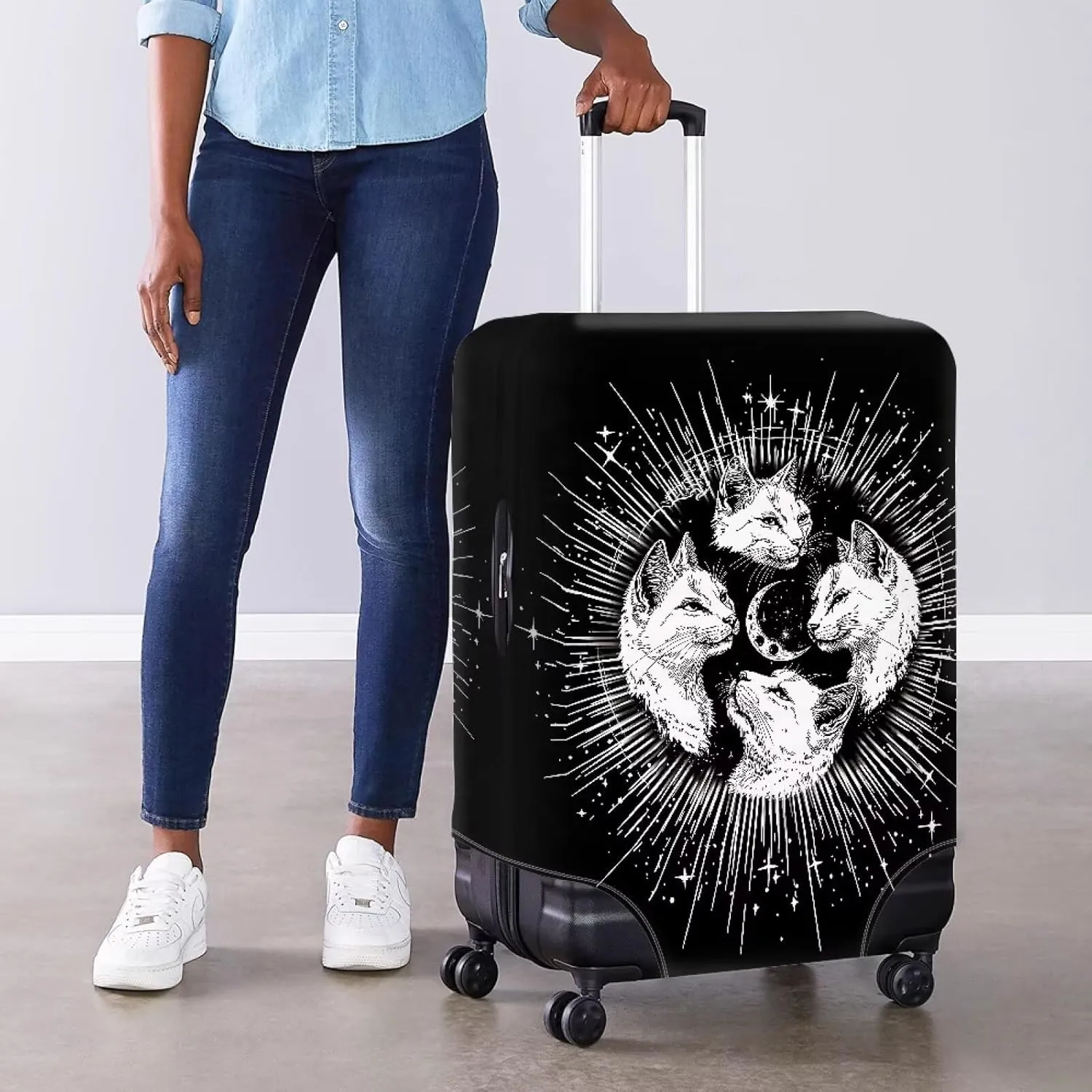 Business Travel Suitcase Protective Cover, Suitcase Covers Sturdy Travels Bags Protective Cover Foldable Convinent to Store for Everyday Uses Cat