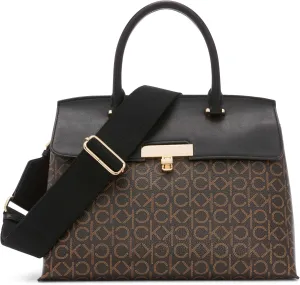 Calvin Klein Women's Becky Turn Lock Satchel – 2 in 1, Vegan Leather, 3 Pockets