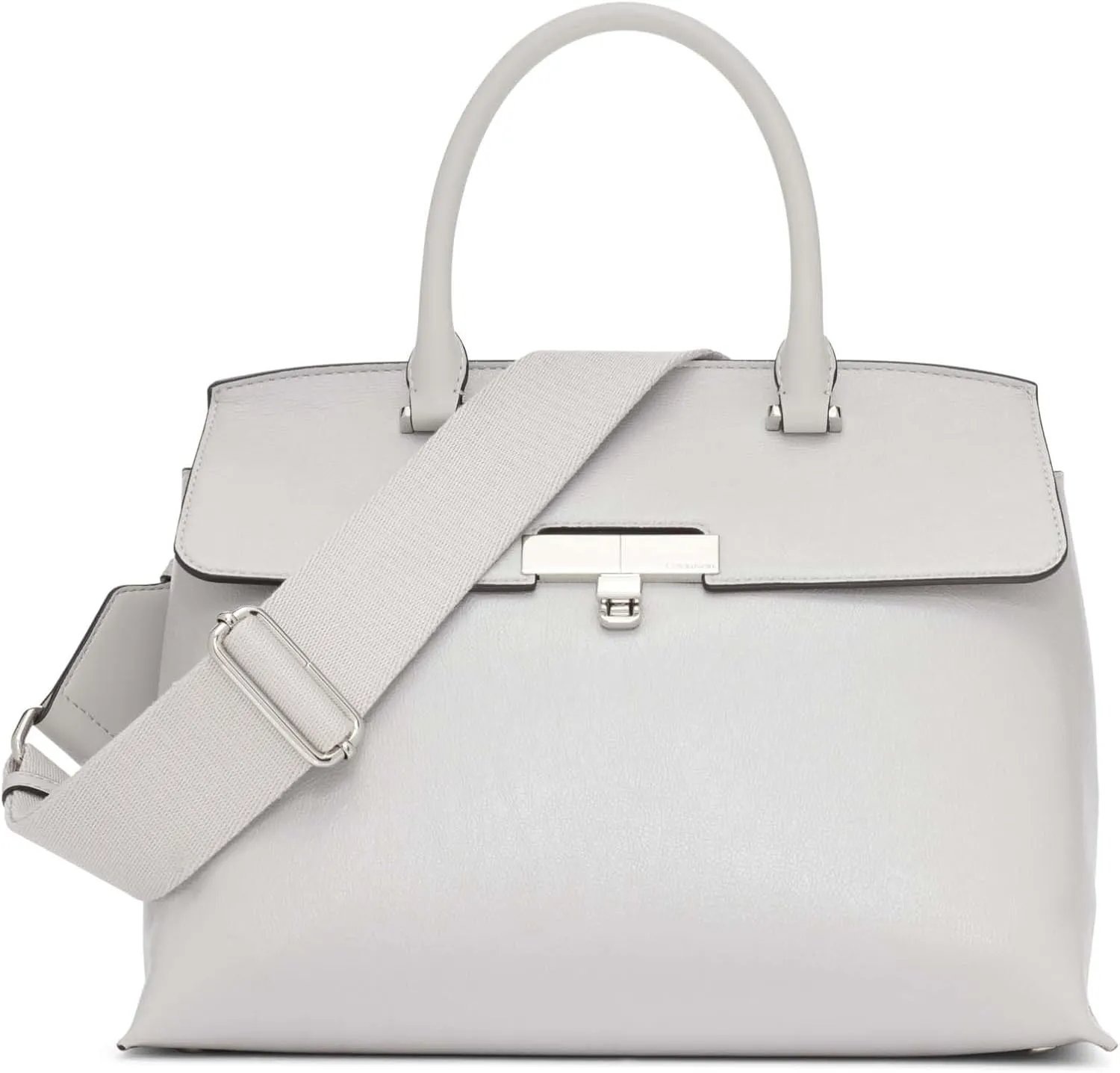 Calvin Klein Women's Becky Turn Lock Satchel – 2 in 1, Vegan Leather, 3 Pockets