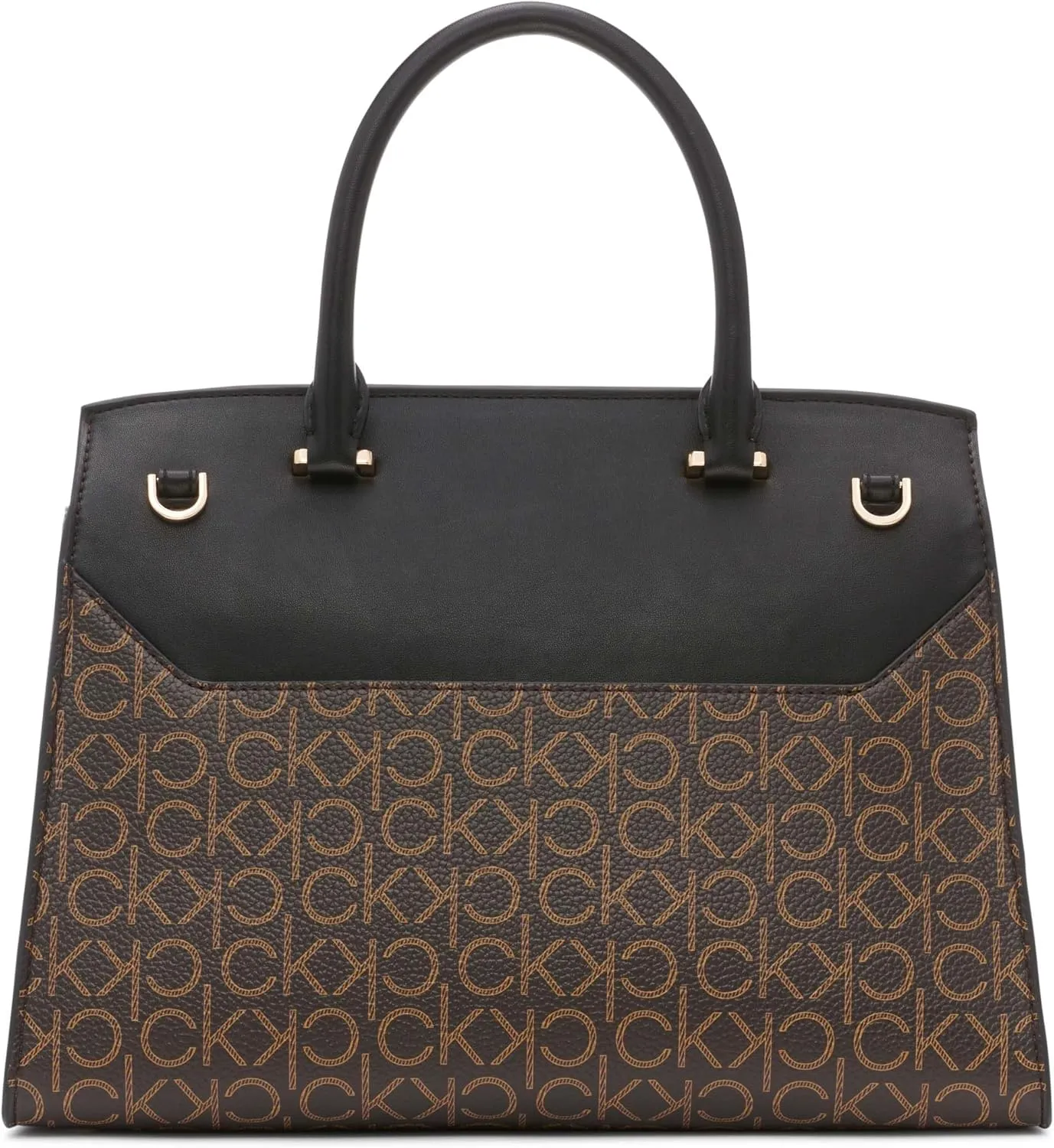 Calvin Klein Women's Becky Turn Lock Satchel – 2 in 1, Vegan Leather, 3 Pockets