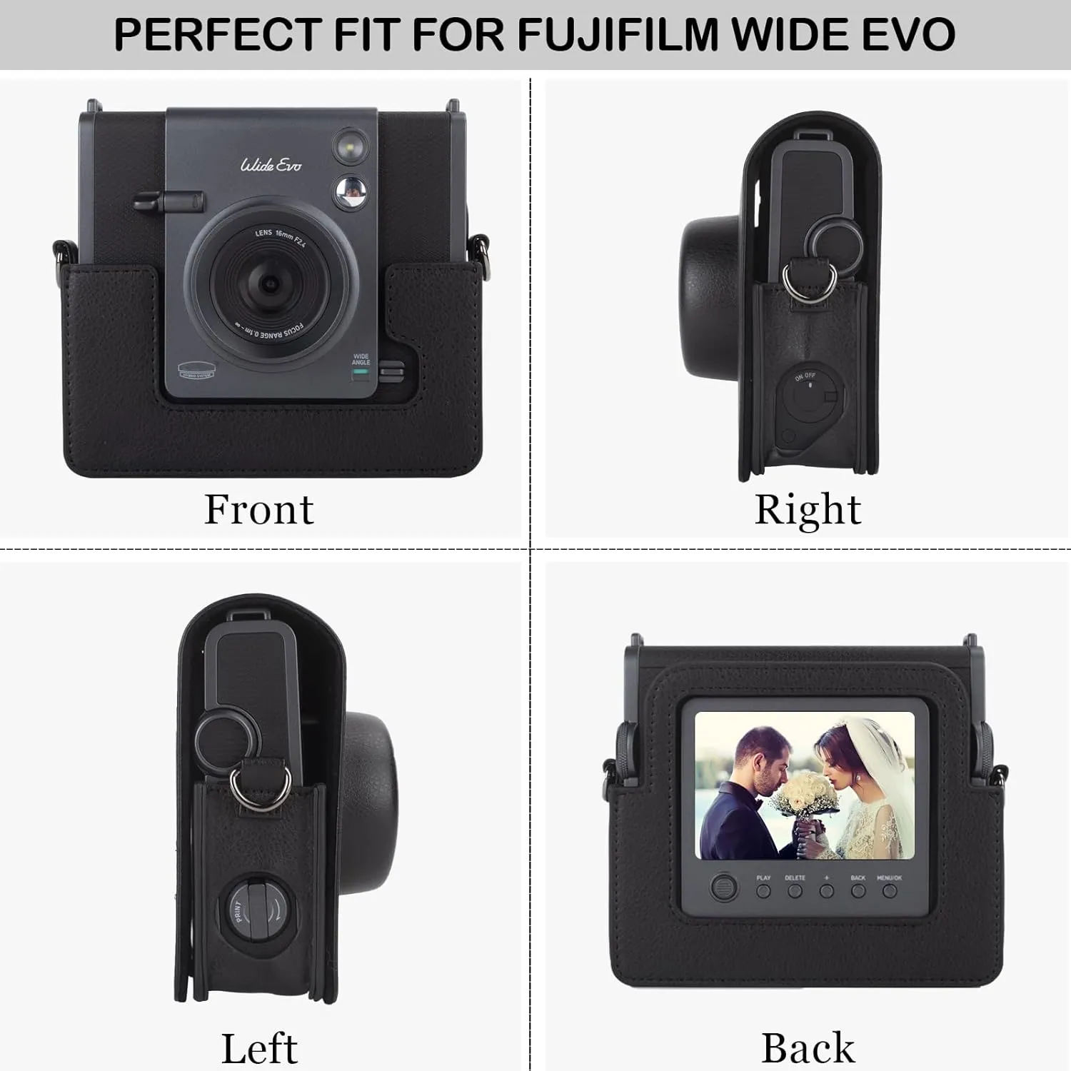 Camera Case for Fujifilm Instax Wide EVO 2-in-1 Instant Film Camera and Printer, for INSTAX Wide EVO Case Bag Protective Cover with Adjustable Shoulder Strap - Black