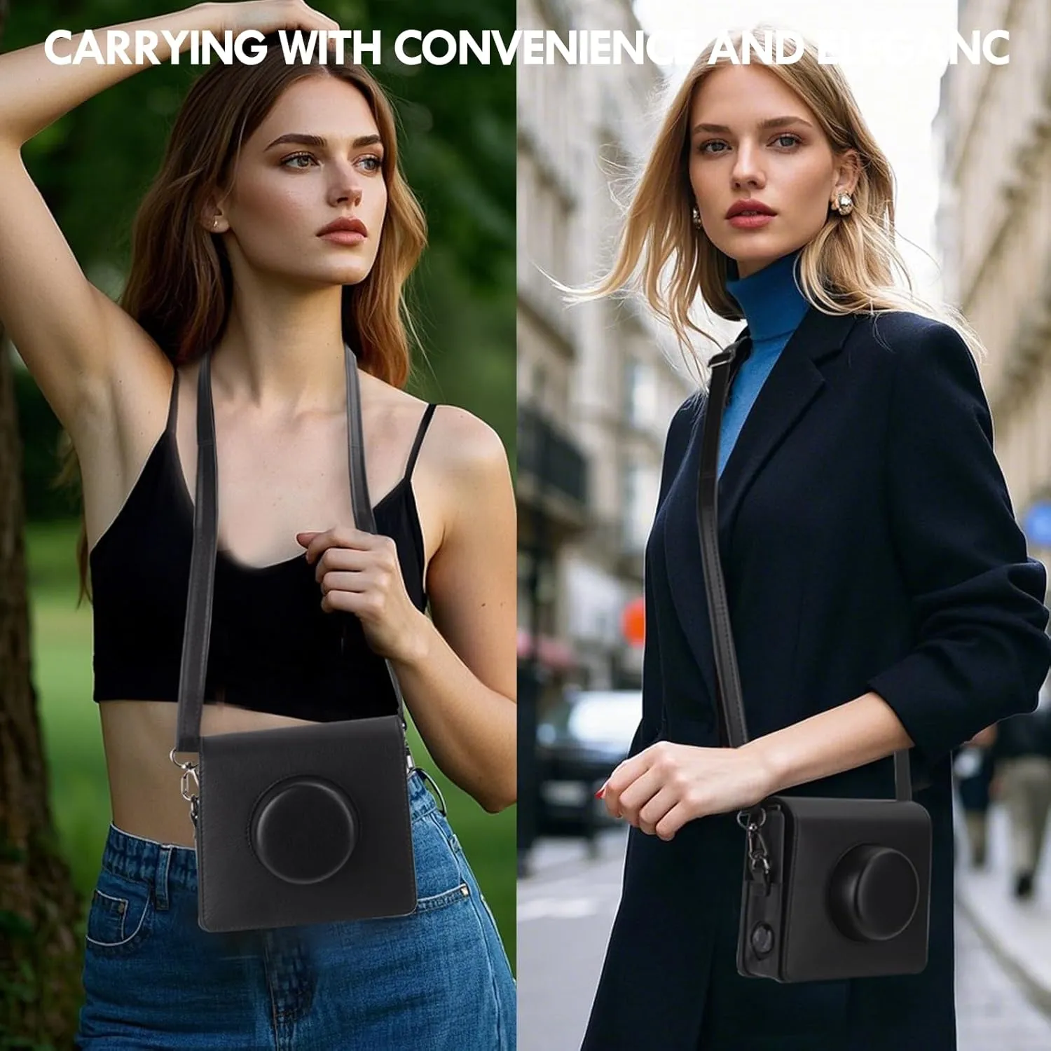 Camera Case for Fujifilm Instax Wide EVO 2-in-1 Instant Film Camera and Printer, for INSTAX Wide EVO Case Bag Protective Cover with Adjustable Shoulder Strap - Black