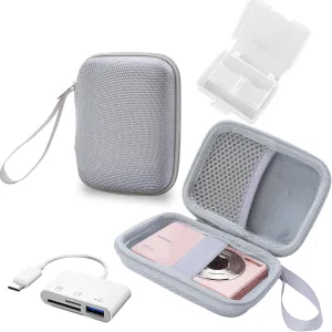 Camera Storage Case - Travel Bag for KODAK PIXPRO FZ55/FZ45,CAMKORY DC403 FHD 1080P, Gavonde W08-C, with SD Card Holder & Type-C 3-in-1 Converter (Silver)