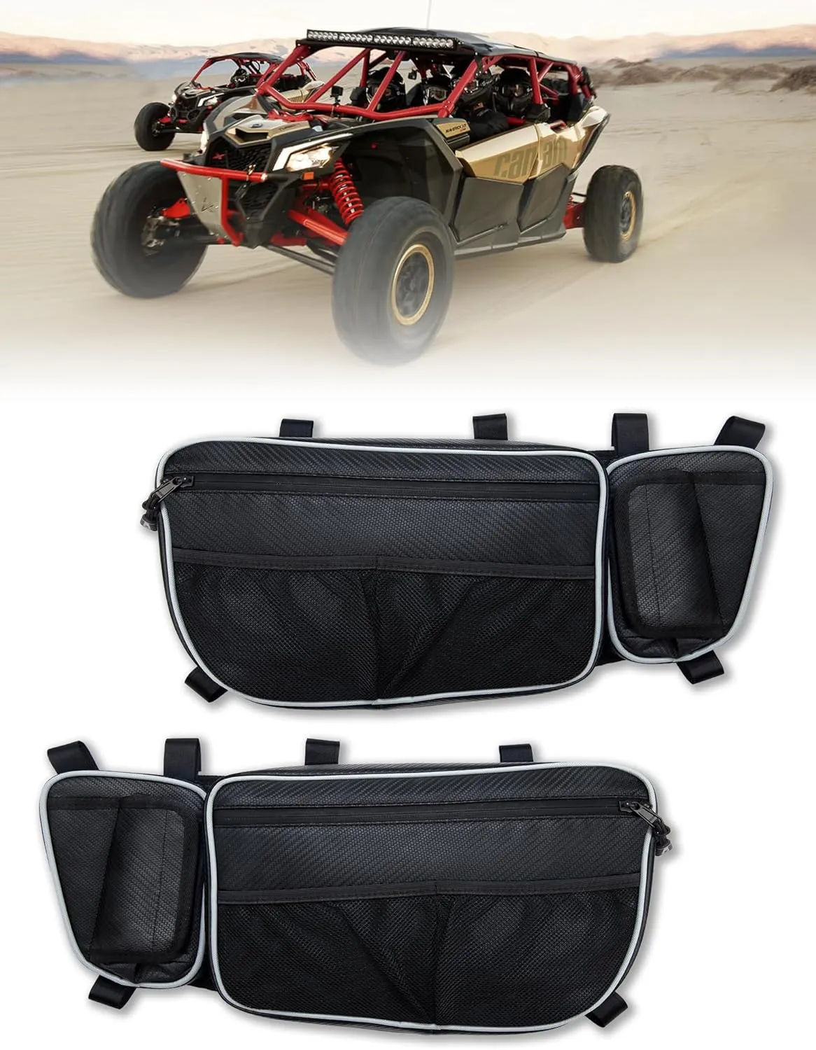 CAN AM Maverick X3 Accessories Front Door Storage Bags for Maverick X3, Compatible with Can Am Maverick X3 Max, XRS Turbo, Featuring Removable Knee Pad, 2023 Design (Sold as a Pair)