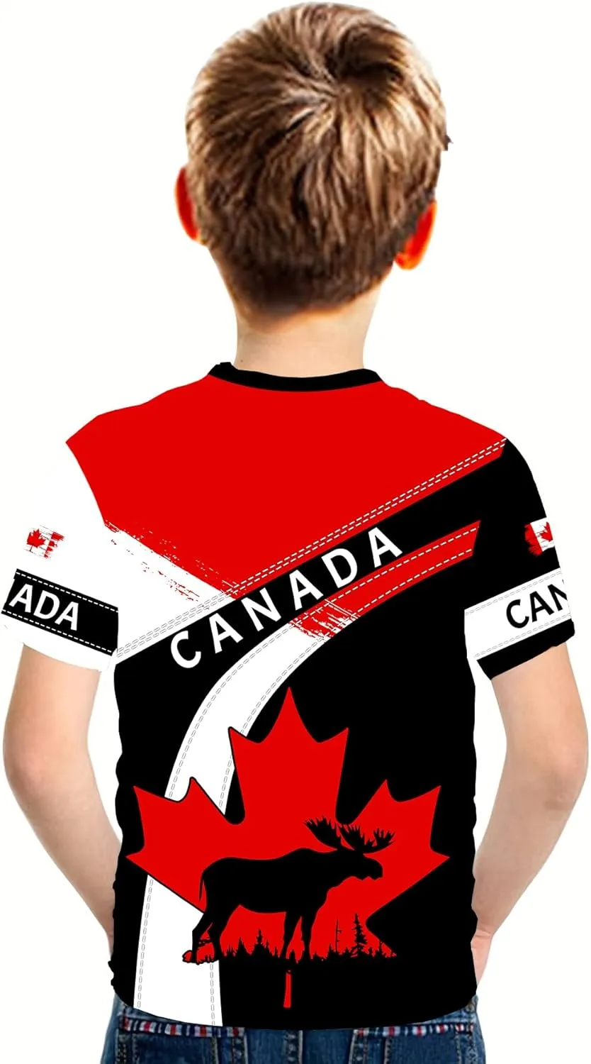 Canadian Maple Leaf Shirt for Men Canada Day Flag T-Shirt 3D Printing Cool Short Sleeve Shirt Unisex