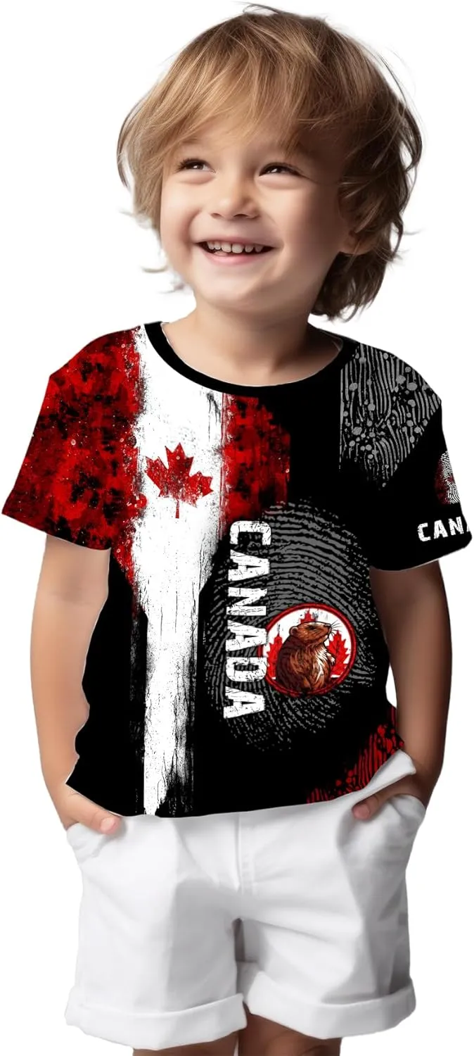 Canadian Maple Leaf Shirt for Men Canada Day Flag T-Shirt 3D Printing Cool Short Sleeve Shirt Unisex