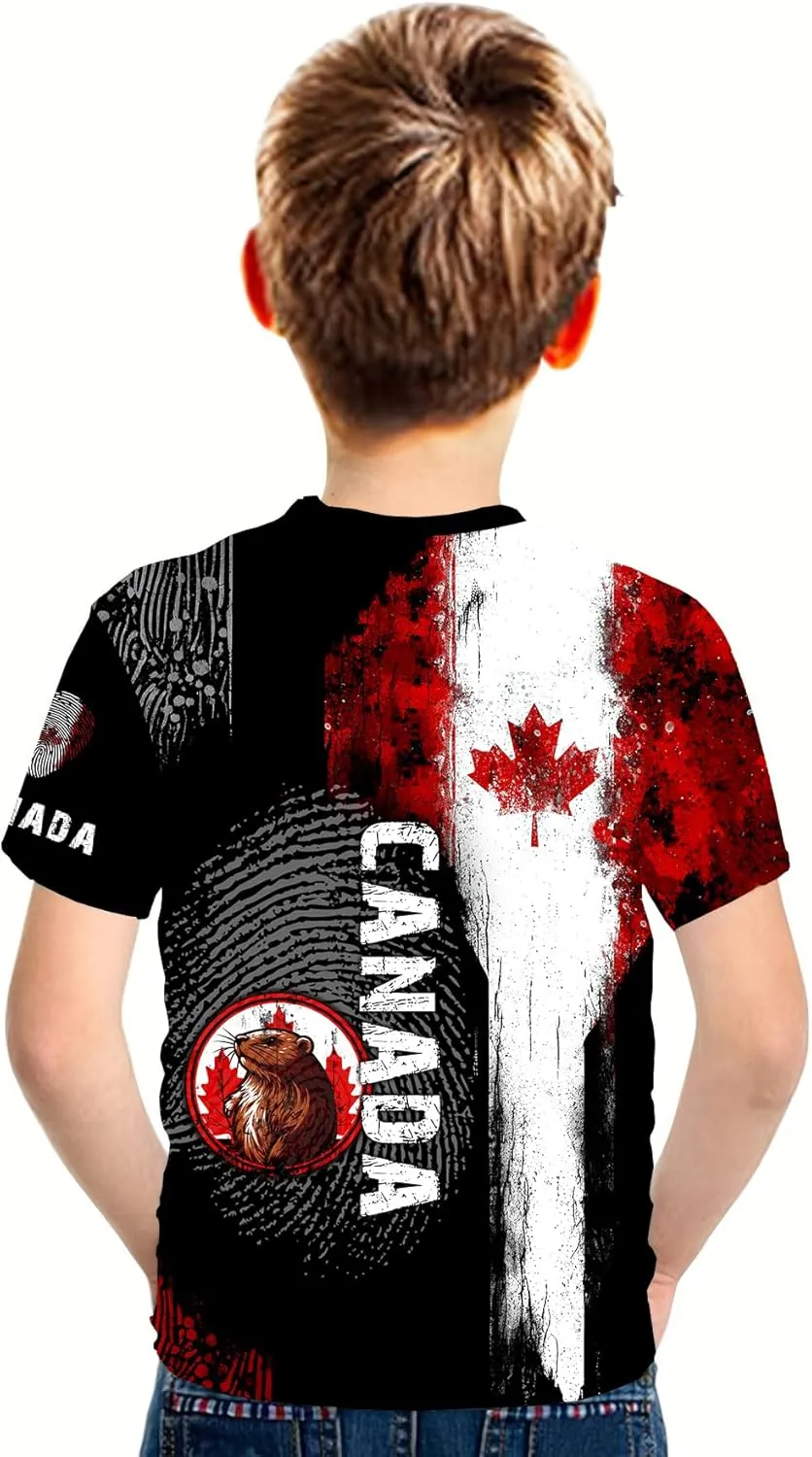 Canadian Maple Leaf Shirt for Men Canada Day Flag T-Shirt 3D Printing Cool Short Sleeve Shirt Unisex