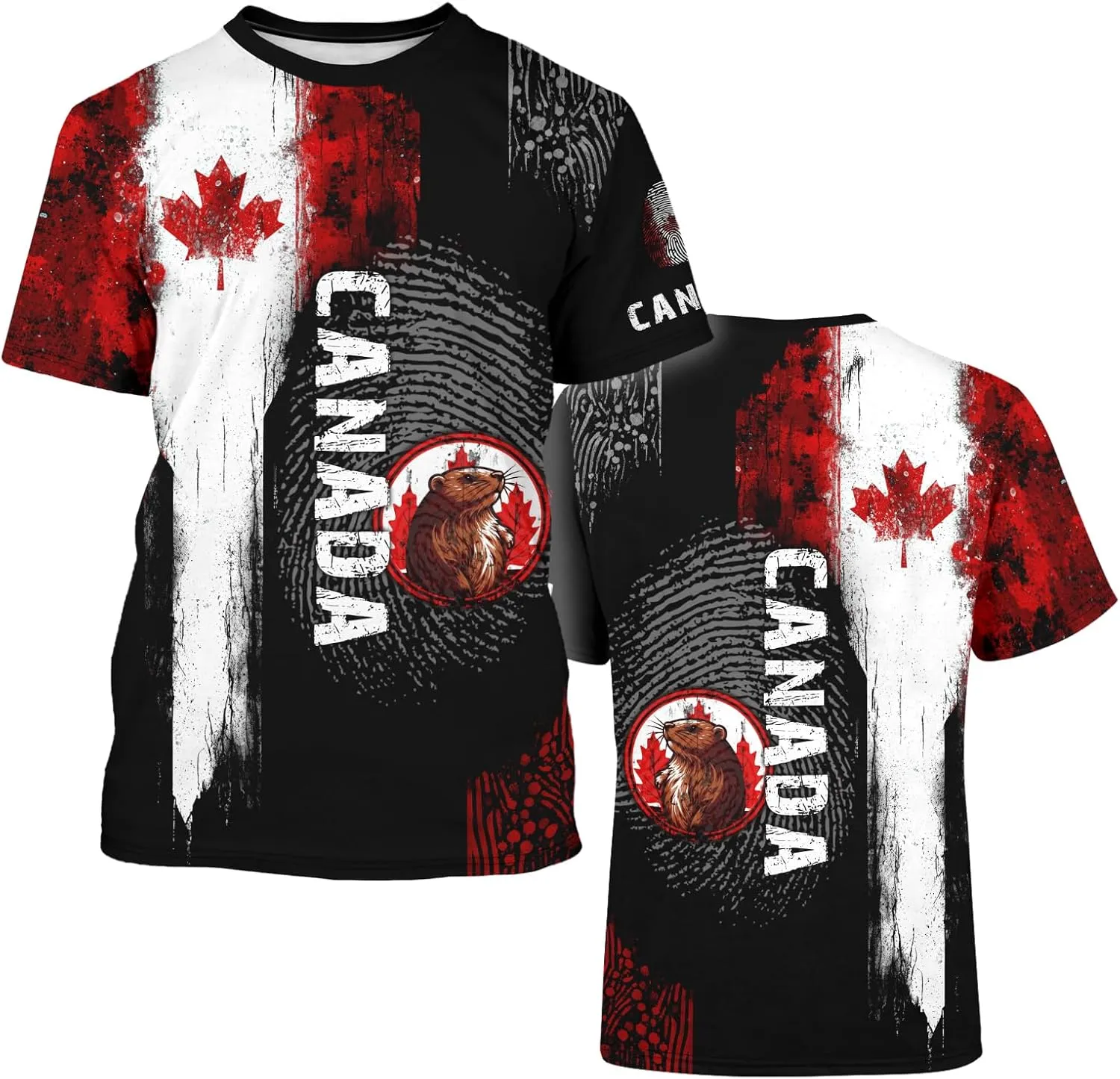 Canadian Maple Leaf Shirt for Men Canada Day Flag T-Shirt 3D Printing Cool Short Sleeve Shirt Unisex