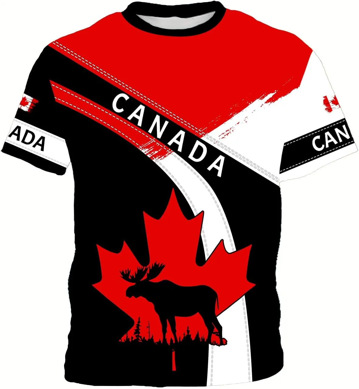 Canadian Maple Leaf Shirt for Men Canada Day Flag T-Shirt 3D Printing Cool Short Sleeve Shirt Unisex