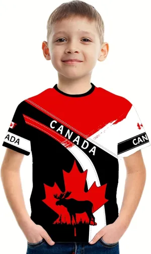 Canadian Maple Leaf Shirt for Men Canada Day Flag T-Shirt 3D Printing Cool Short Sleeve Shirt Unisex
